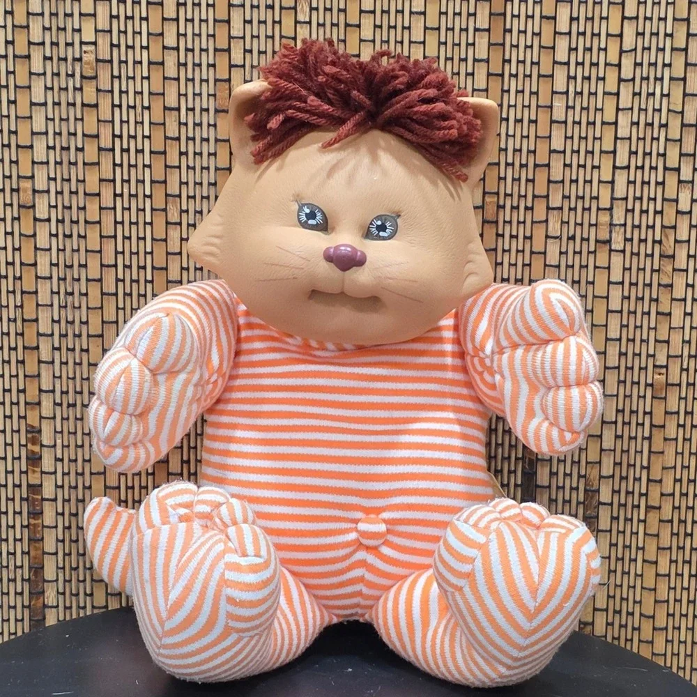 Cabbage Patch Kids Koosas Cat Vintage 1983 Orange White Striped Plush Coleco